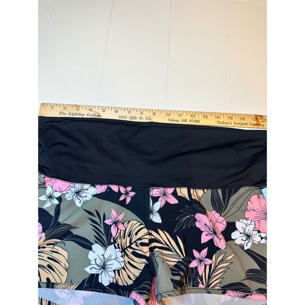Roxy Board Shorts Women XL Endless Summer Floral Tropical Pink Green Surfcore - Picture 7 of 7